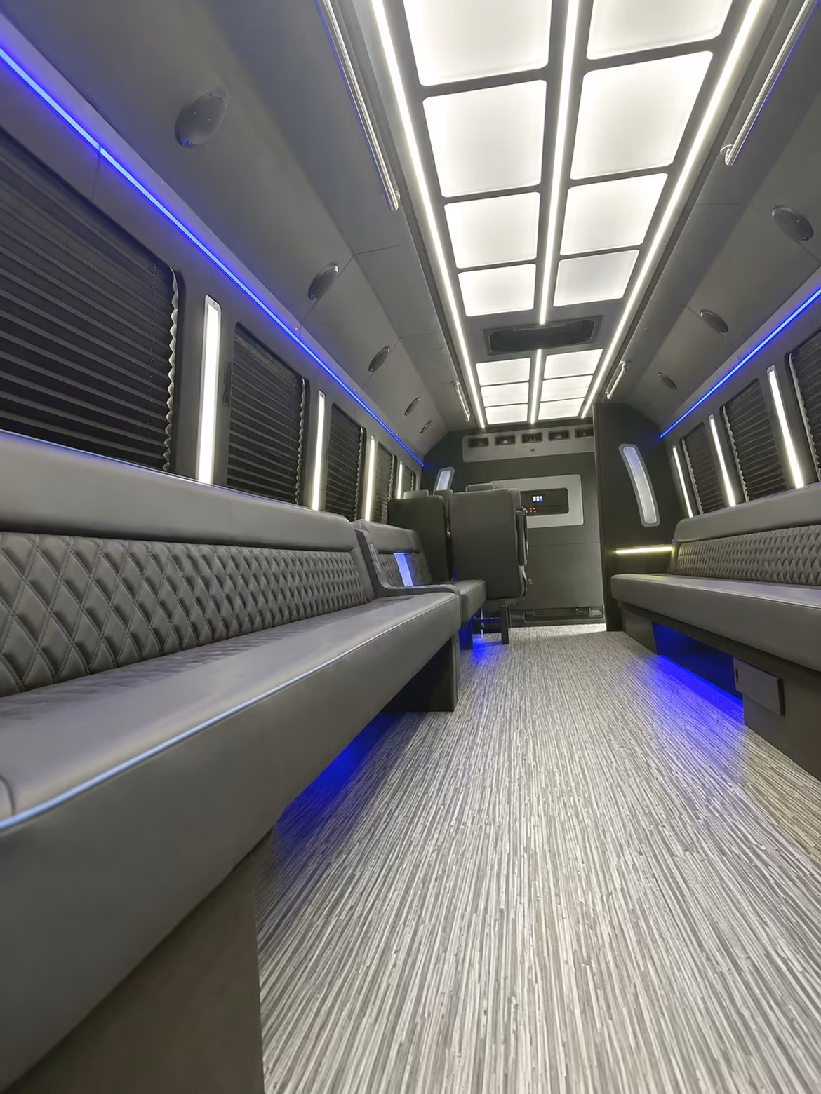 Columbus Birthday, Sweet 16, & Quinceañera Transportation party bus interior