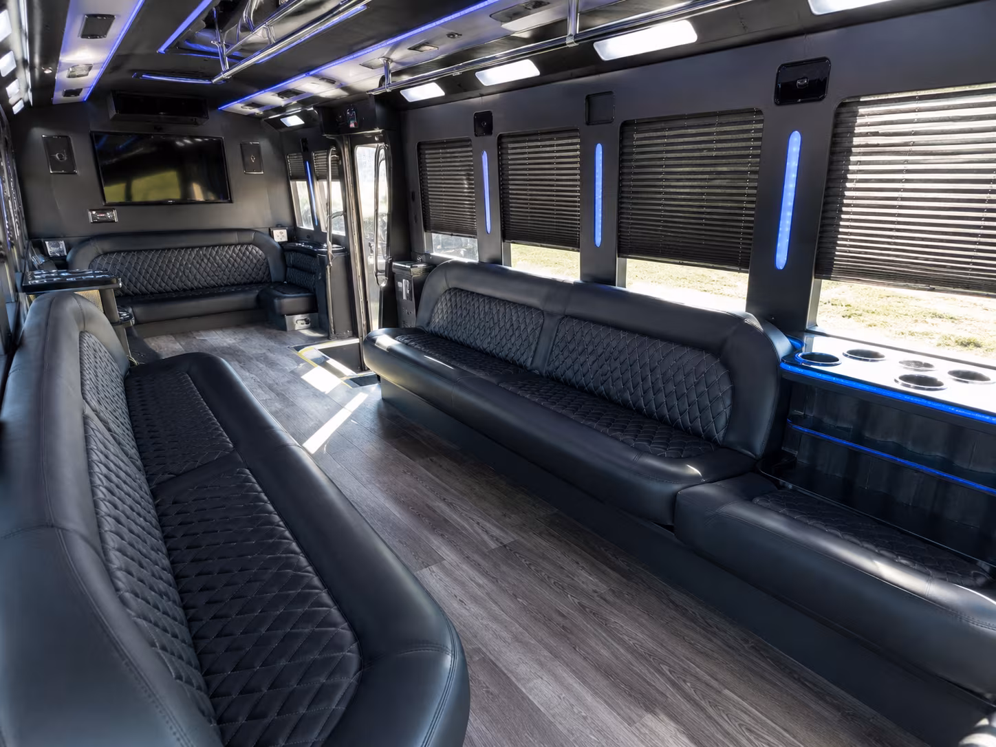 Columbus Birthday, Sweet 16, & Quinceañera Transportation party bus interior