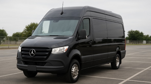 Exterior of Charter Bus Company Huntsville's 14 Passenger Sprinter Limousine in Huntsville
