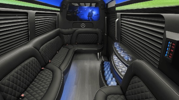 Interior of Charter Bus Company Atlanta's 14 Passenger Sprinter Limousine in Atlanta