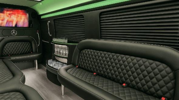 Interior of Columbus Party Bus Company's 14 Passenger Sprinter Limousine in Columbus