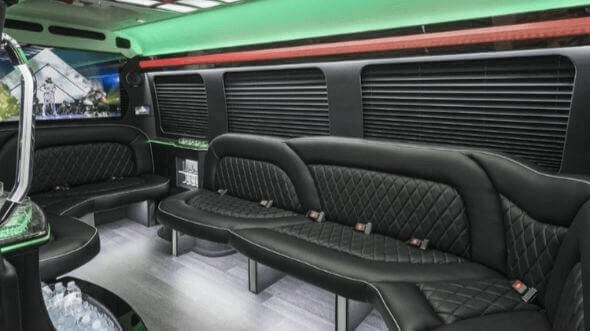 Interior of Charter Bus Company Huntsville's 14 Passenger Sprinter Limousine in Huntsville