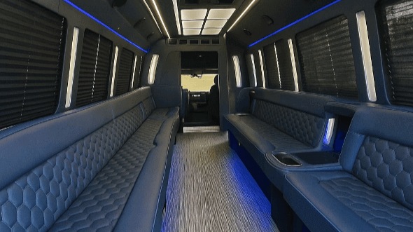Interior of Charter Bus Company Auburn's 20 Passenger Party Bus in Auburn