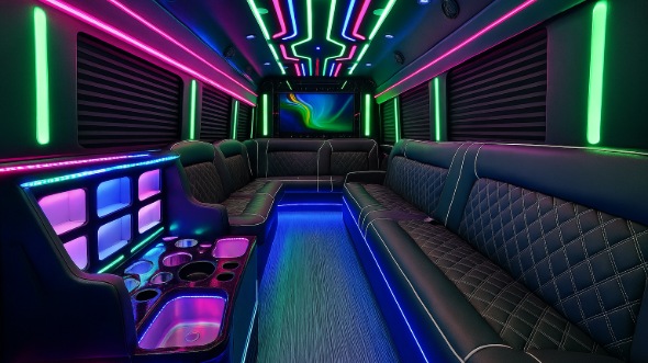 Interior of Charter Bus Company Macon's 20 Passenger Party Bus in Macon