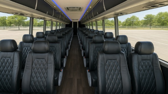 Interior of Charter Bus Company Columbus's 46 Passenger Charter Bus in Columbus