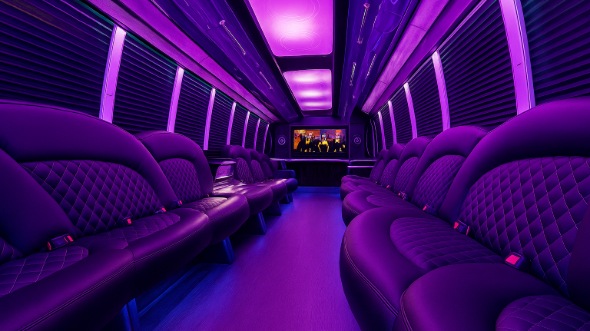 Interior of Charter Bus Company Atlanta's 50 Passenger Party Bus in Atlanta