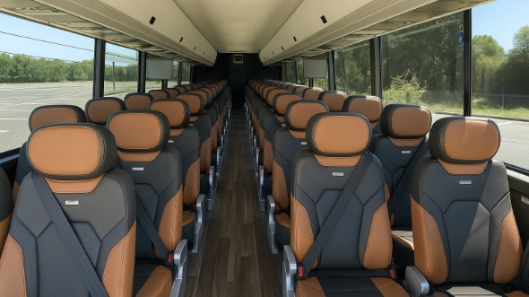 Interior of Charter Bus Company Columbus's 55 Passenger Charter Bus in Columbus