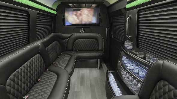 columbus 14 passenger sprinter limousine inside