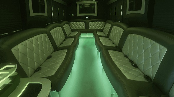 columbus 28 passenger party bus interior