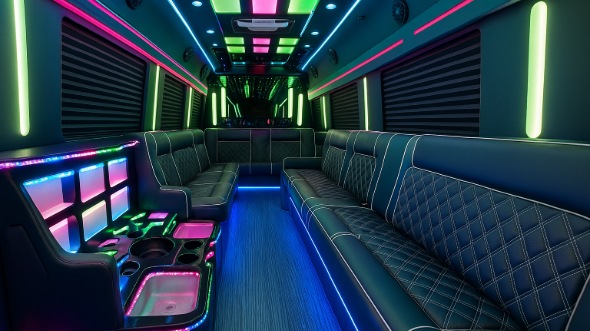 columbus 30 passenger party bus inside